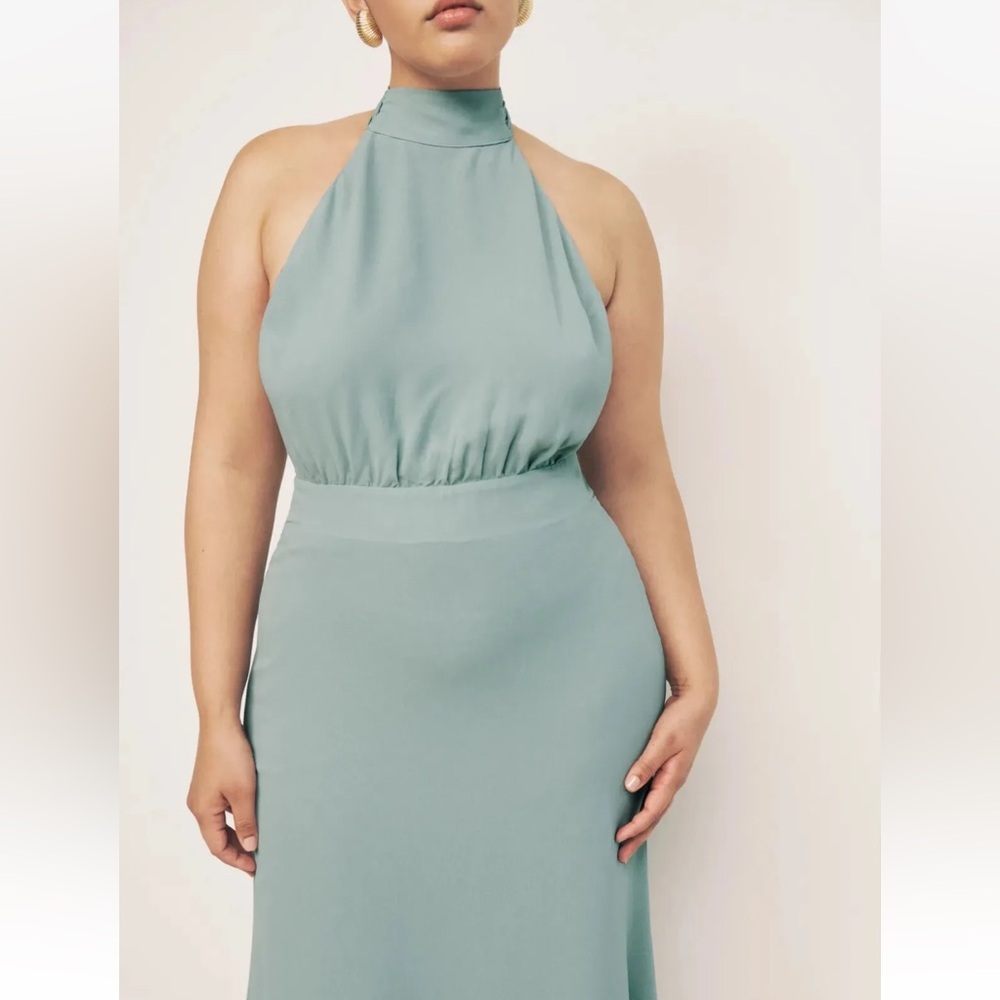 Reformation Sage Green Halter Maxi Dress